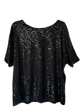 Luxurious Black Sequin Short Sleeve Party Top